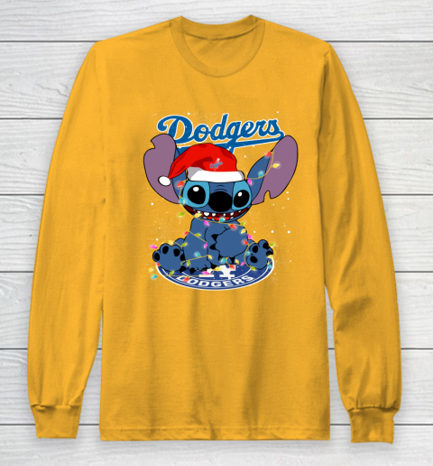 Los Angeles Dodgers MLB noel stitch Baseball Christmas Long Sleeve T-Shirt 2