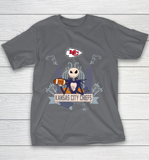 NFL Kansas City Chiefs Football Jack Skellington Halloween Youth T-Shirt 5
