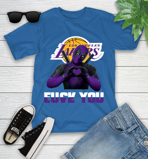 NBA Los Angeles Lakers Deadpool Love You Fuck You Basketball Youth T-Shirt 12