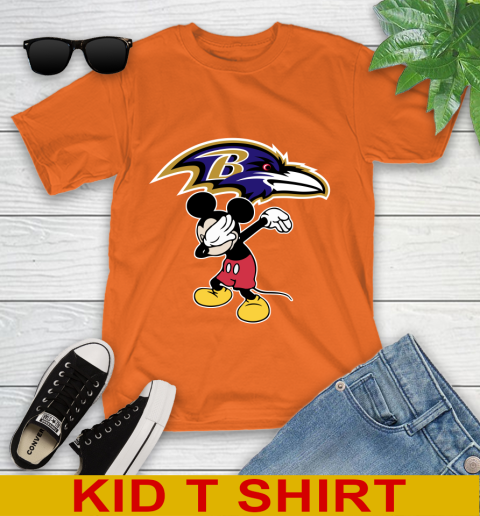 Baltimore Ravens NFL Football Dabbing Mickey Disney Sports Youth T-Shirt 7