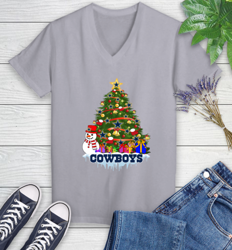 Dallas Cowboys Merry Christmas NFL Football Sports Women's V-Neck T-Shirt 4