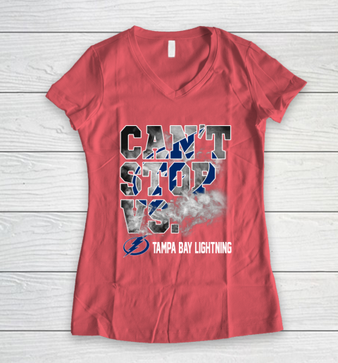 NHL Tampa Bay Lightning Hockey Can't Stop Vs Women's V-Neck T-Shirt 4