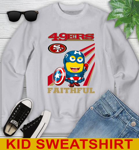 NFL Football San Francisco 49ers Captain America Marvel Avengers Minion Faithful Shirt Youth Sweatshirt 3