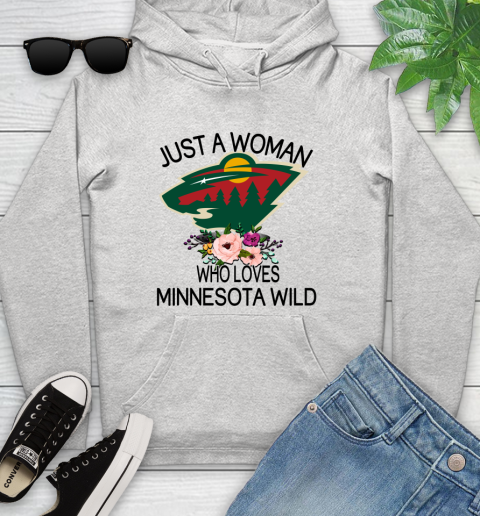 NHL Just A Woman Who Loves Minnesota Wild Hockey Sports Youth Hoodie