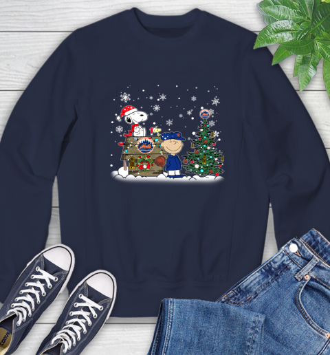MLB New York Mets Snoopy Charlie Brown Christmas Baseball Commissioner's Trophy Sweatshirt 2