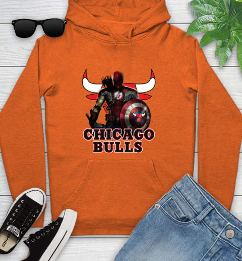 Chicago Bulls NBA Basketball Captain America Thor Spider Man Hawkeye Avengers Youth Hoodie 5