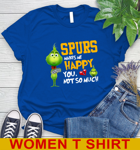NBA San Antonio Spurs Makes Me Happy You Not So Much Grinch Basketball Sports Women's T-Shirt 10