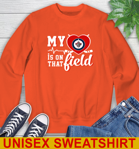 NHL My Heart Is On That Field Hockey Sports Winnipeg Jets Sweatshirt 3