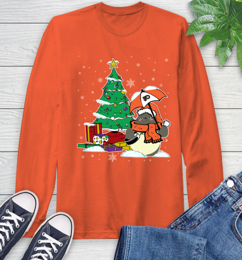 Philadelphia Flyers NHL Hockey Cute Tonari No Totoro Christmas Sports Long Sleeve T-Shirt 4