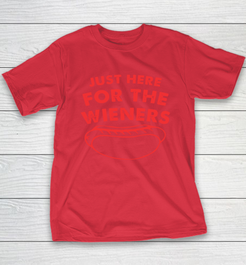 Just Here For The Wieners Funny 4th Of July Youth T-Shirt 7