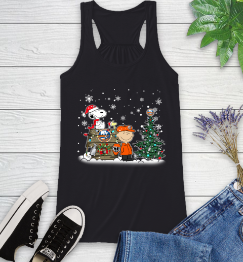 NHL New York Islanders Snoopy Charlie Brown Woodstock Christmas Stanley Cup Hockey Racerback Tank