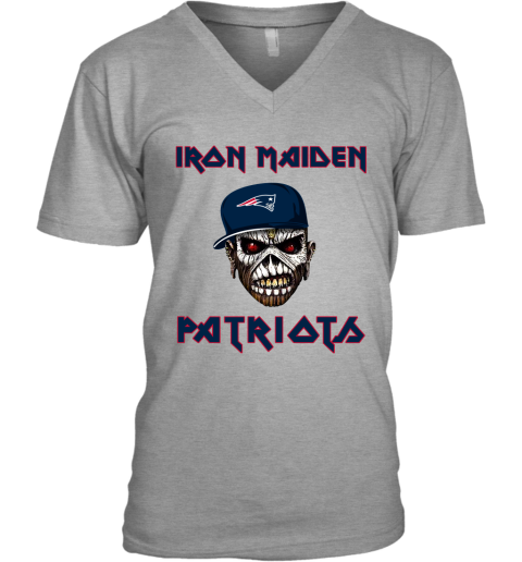 NFL New England Patriots Iron Maiden Rock Band Music Football Sports WSRkVJHSSoP v neck unisex 8 95 151514 front sport grey