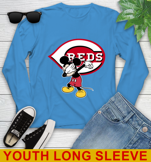 Cincinnati Reds MLB Baseball Dabbing Mickey Disney Sports Youth Long Sleeve 9 Cincinnati Reds MLB Baseball Dabbing Mickey Disney Sports Youth Long Sleeve - Image 9
