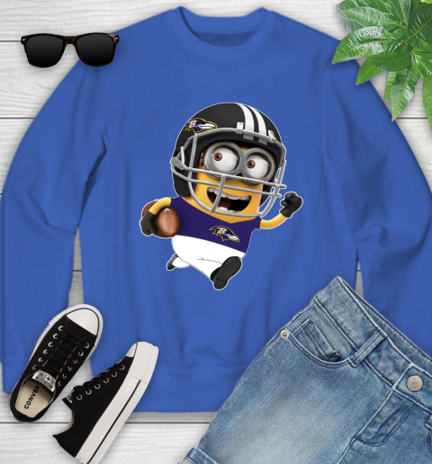 NFL Baltimore Ravens Minions Disney Football Sports Youth Sweatshirt 8