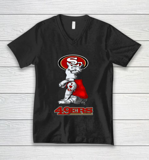 NFL Football My Cat Loves San Francisco 49ers V-Neck T-Shirt