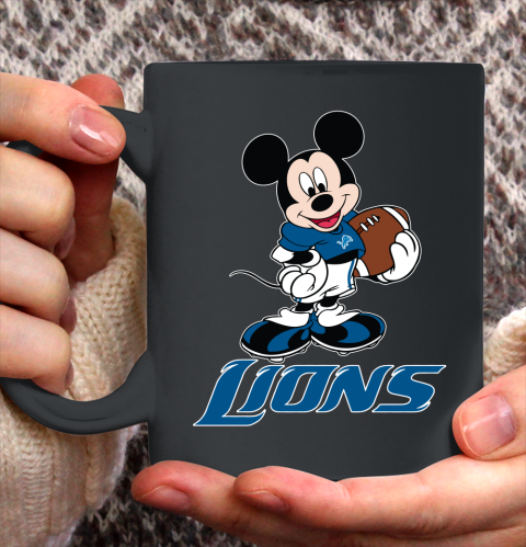 NFL Football Detroit Lions Cheerful Mickey Mouse Shirt Ceramic Mug 11oz
