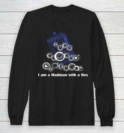 Doctor Who Shirt I am a Madman with a Box  Timelord Writing Long Sleeve T-Shirt
