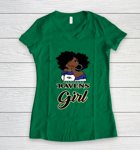Baltimore Ravens Girl NFL Women's V-Neck T-Shirt 5