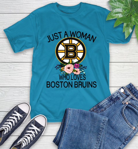 NHL Just A Woman Who Loves Boston Bruins Hockey Sports T-Shirt 7