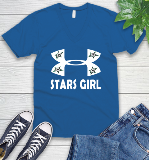NHL Dallas Stars Girl Under Armour Hockey Sports V-Neck T-Shirt 5