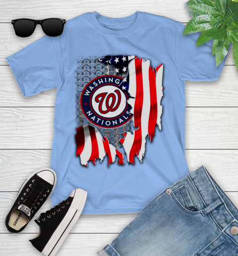 Washington Nationals MLB Baseball American Flag Youth T-Shirt 15
