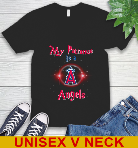 MLB Baseball Harry Potter My Patronus Is A Los Angeles Angels V-Neck T-Shirt