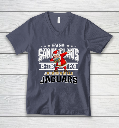 Jacksonville Jaguars Even Santa Claus Cheers For Christmas NFL V-Neck T-Shirt 7