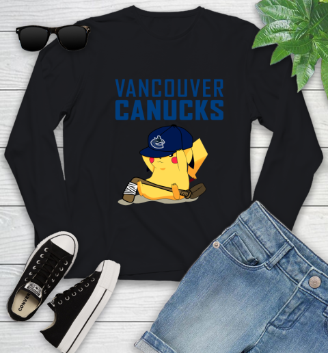 NHL Pikachu Hockey Sports Vancouver Canucks Youth Long Sleeve 2