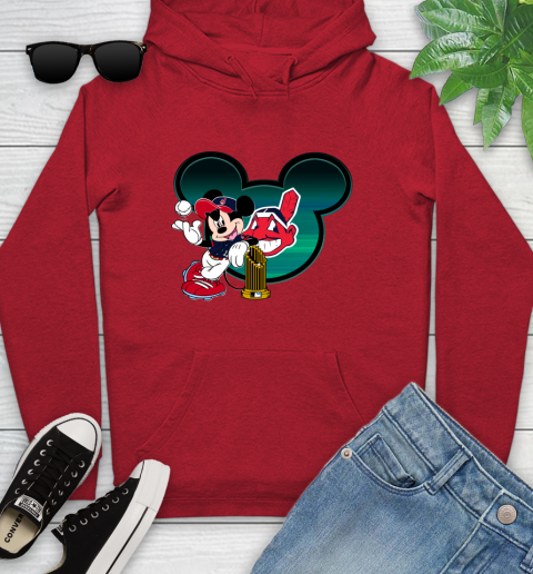 MLB Cleveland Indians The Commissioner's Trophy Mickey Mouse Disney Youth Hoodie 11