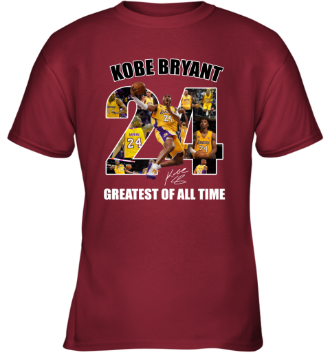 Kobe Bryant Greatest Of All Time Number 24 Signature Youth T-Shirt