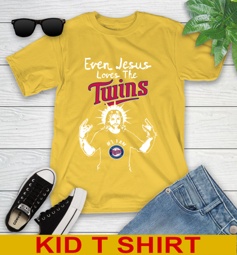 Minnesota Twins MLB Baseball Even Jesus Loves The Twins Shirt Youth T-Shirt 9