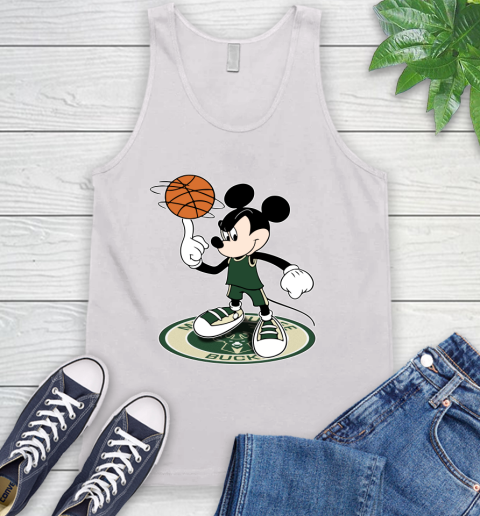 NBA Basketball Milwaukee Bucks Cheerful Mickey Disney Shirt Tank Top 2
