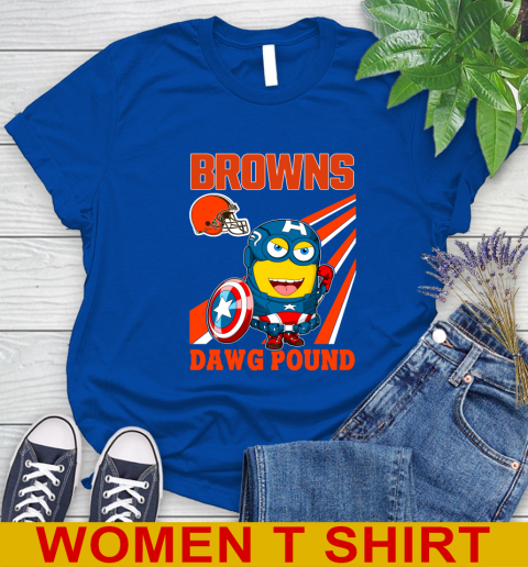 NFL Football Cleveland Browns Captain America Marvel Avengers Minion Shirt Women's T-Shirt 10