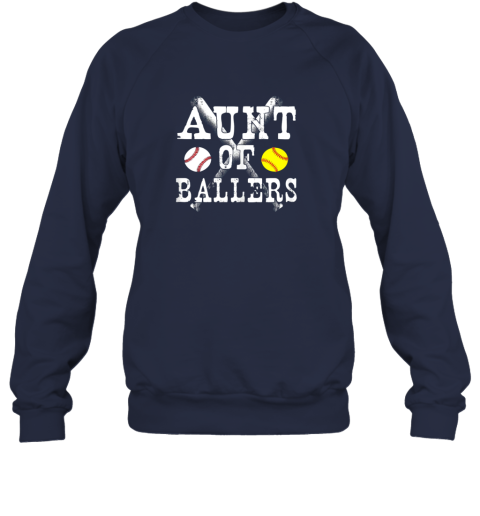 poyq vintage aunt of ballers shirt funny baseball softball love sweatshirt 35 front navy