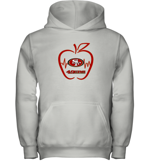 Apple Heartbeat Teacher Symbol San Francisco 49ers Long Sleeve T