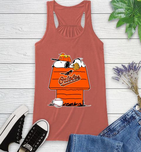 MLB Baltimore Orioles Snoopy Woodstock The Peanuts Movie Baseball T Shirt Racerback Tank 4