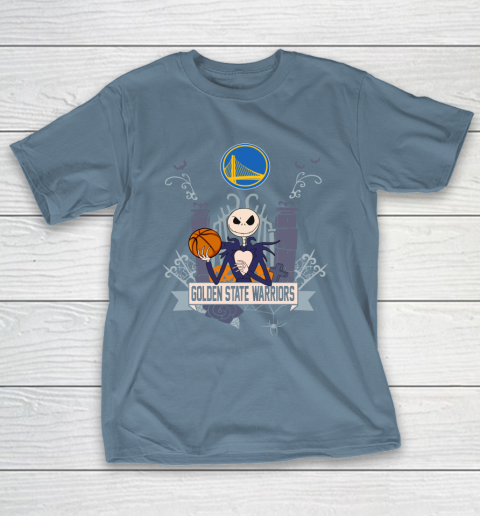 NBA Golden State Warriors Basketball Jack Skellington Halloween T-Shirt 6