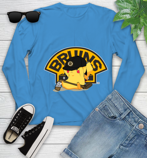 NHL Pikachu Hockey Sports Boston Bruins Youth Long Sleeve 7