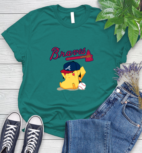 MLB Pikachu Baseball Sports Atlanta Braves Women's T-Shirt 12
