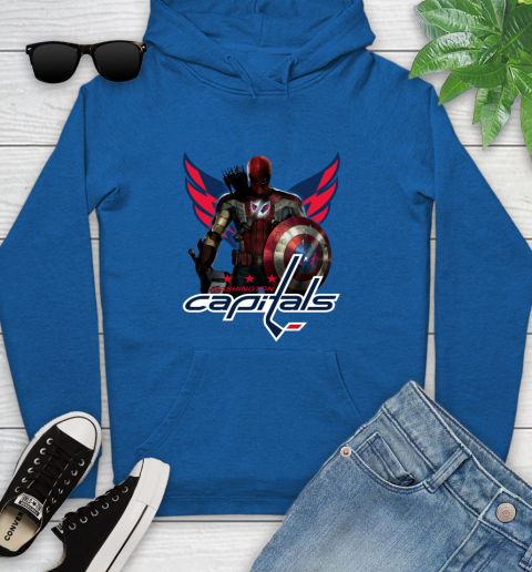NHL Captain America Thor Spider Man Hawkeye Avengers Endgame Hockey Washington Capitals Youth Hoodie 9