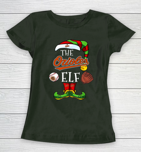 Baltimore Orioles Christmas ELF Funny MLB Women's T-Shirt 4