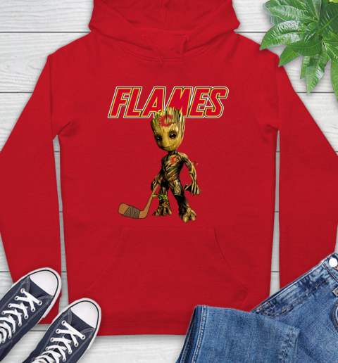 Calgary Flames NHL Hockey Groot Marvel Guardians Of The Galaxy Hoodie 10