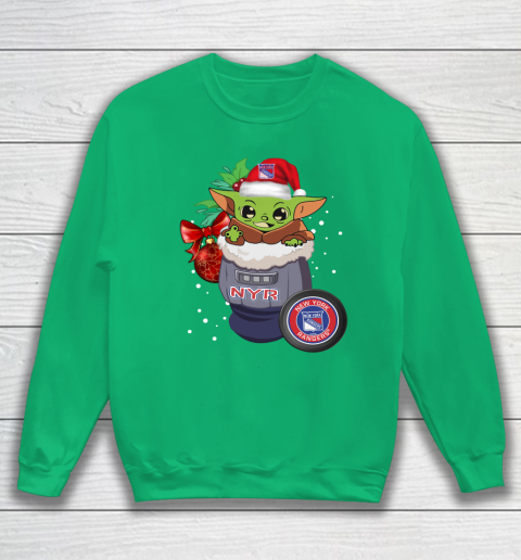 New York Rangers Christmas Baby Yoda Star Wars Funny Happy NHL Sweatshirt 6