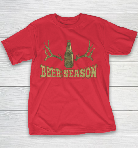 Beer Season Funny Camo Deer Hunting Pun Men Who Love Beers Youth T-Shirt 5