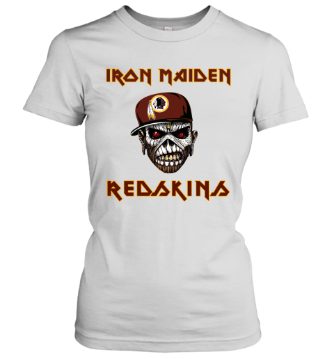 NFL Washington Redskins Iron Maiden Rock Band Music Football Sports yuSGy4kyMTO ladies t shirt 20 95 151514 front white
