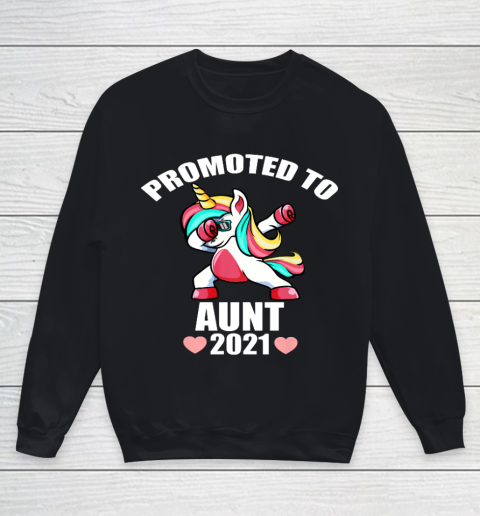 Promoted To Aunt 2021 Unicorn Girl Youth Sweatshirt