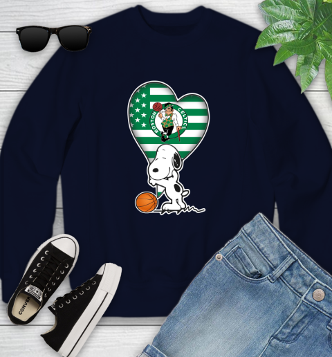 Boston Celtics NBA Basketball The Peanuts Movie Adorable Snoopy Youth Sweatshirt 3