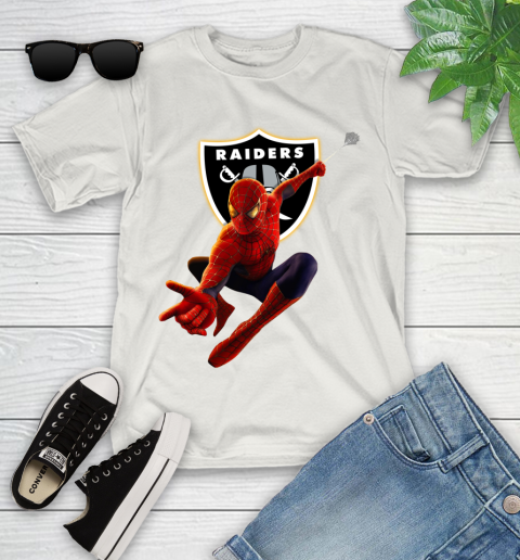 NFL Spider Man Avengers Endgame Football Oakland Raiders Youth T-Shirt 12