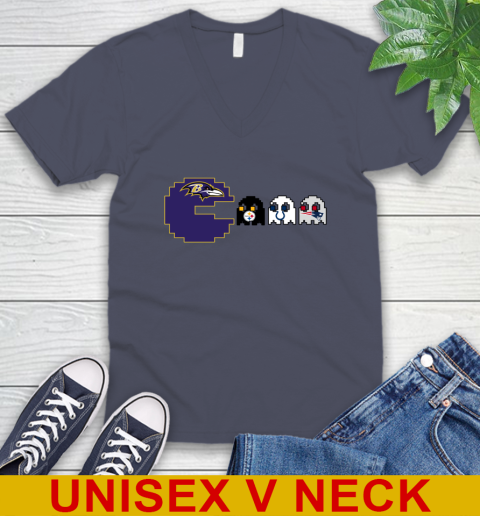 Baltimore Ravens NFL Football Pac Man Champion V-Neck T-Shirt 8