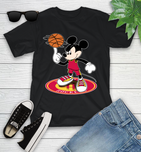 NBA Basketball Houston Rockets Cheerful Mickey Disney Shirt Youth T-Shirt